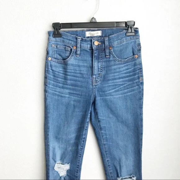 MADEWELL 9" High Rise Skinny Crop Jeans in Delmar Distressed Wash 25 - Picture 4 of 10